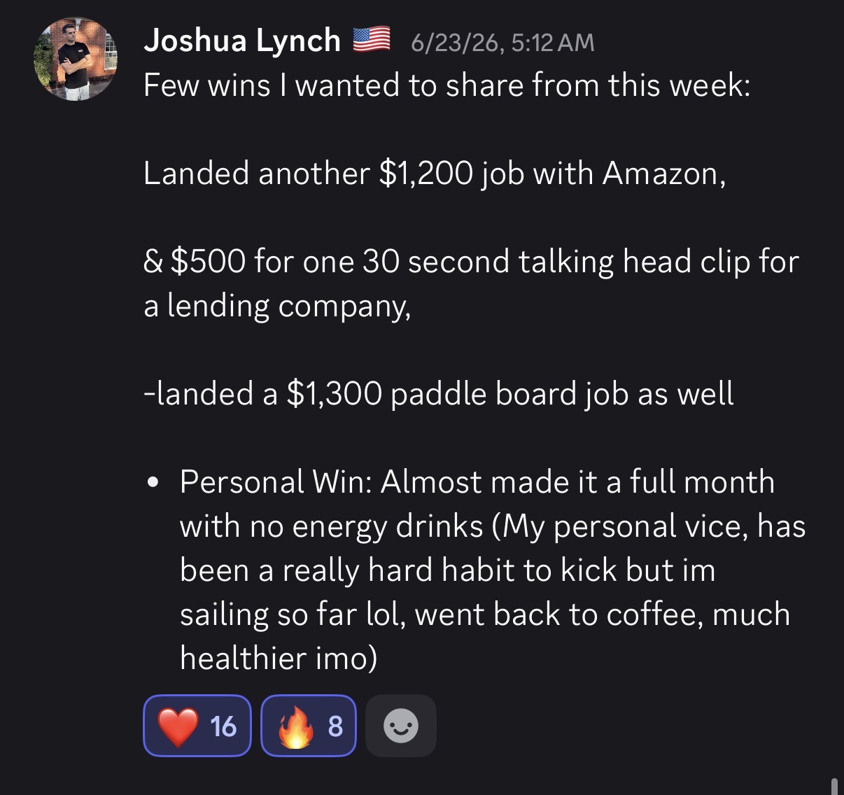 Message from Joshua Lynch