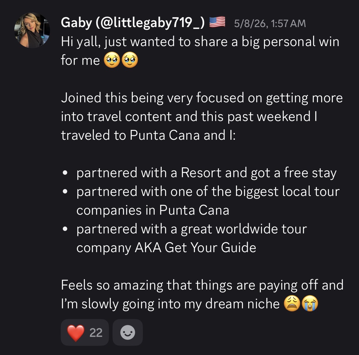 Message from Gaby