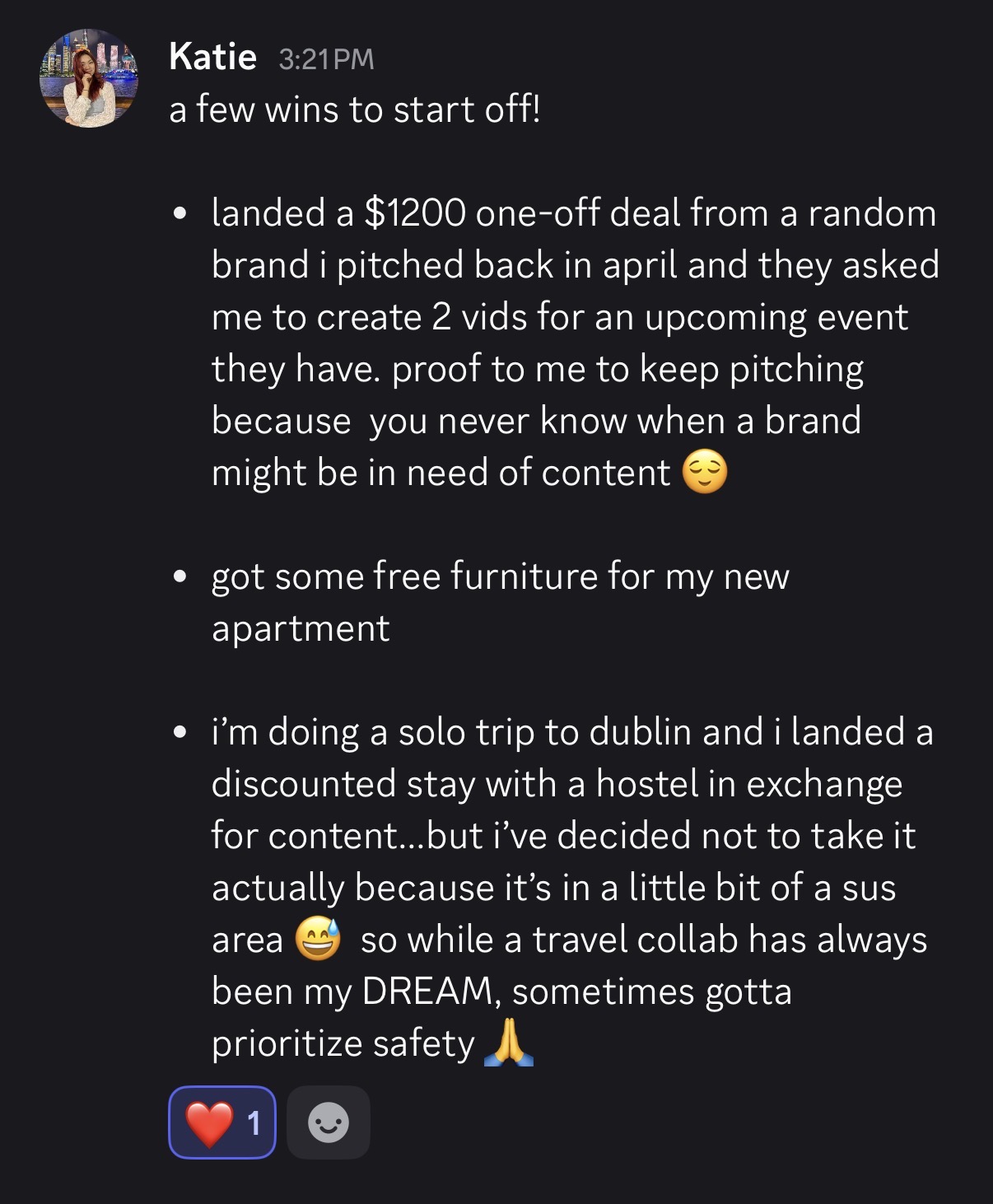 Message from Katie