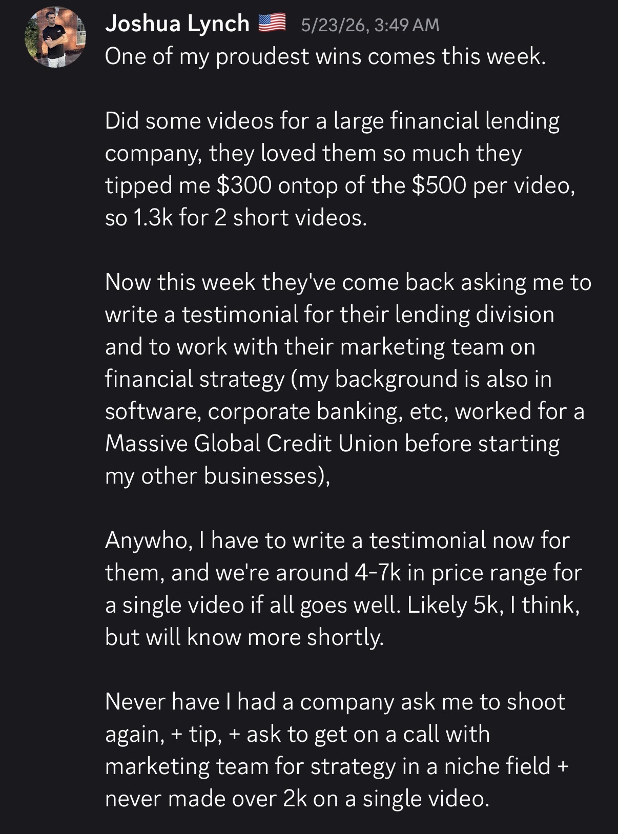 Message from Joshua Lynch